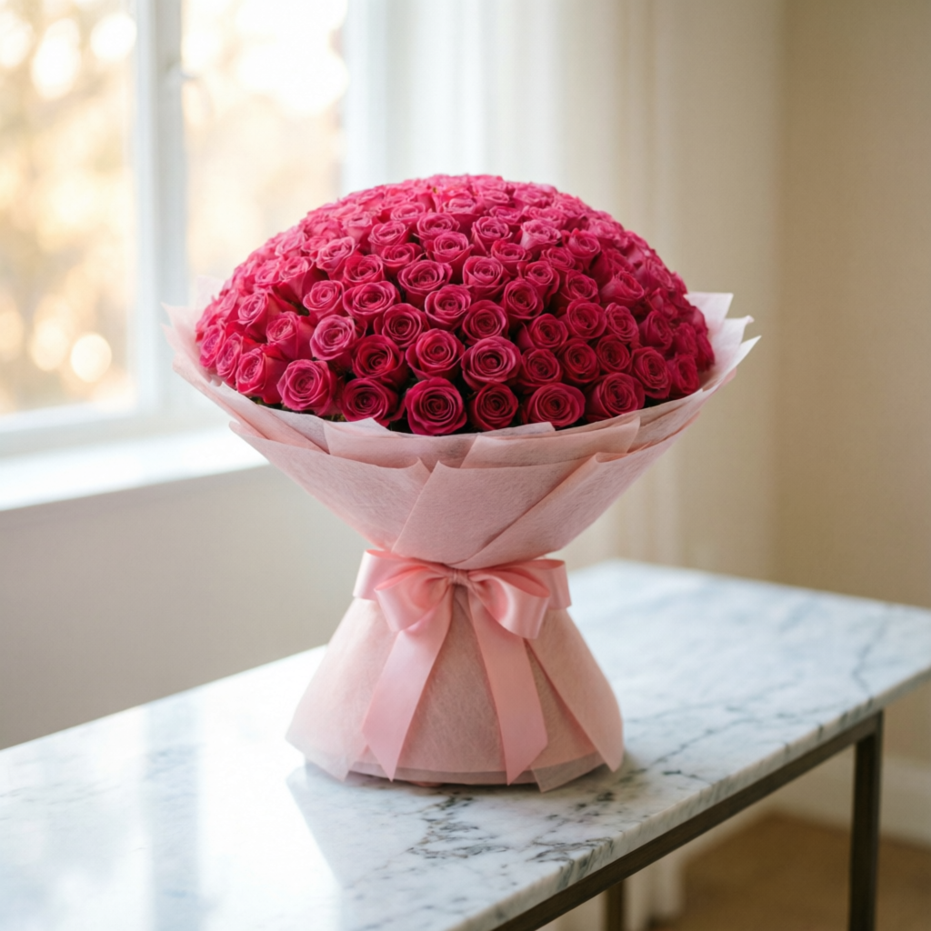 Heartfelt 300 Pink Roses for Her