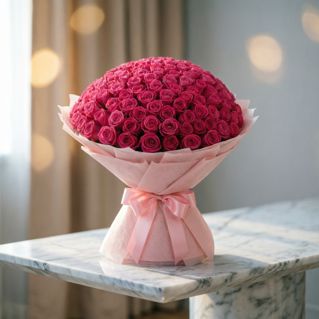 Heartfelt 300 Pink Roses for Her