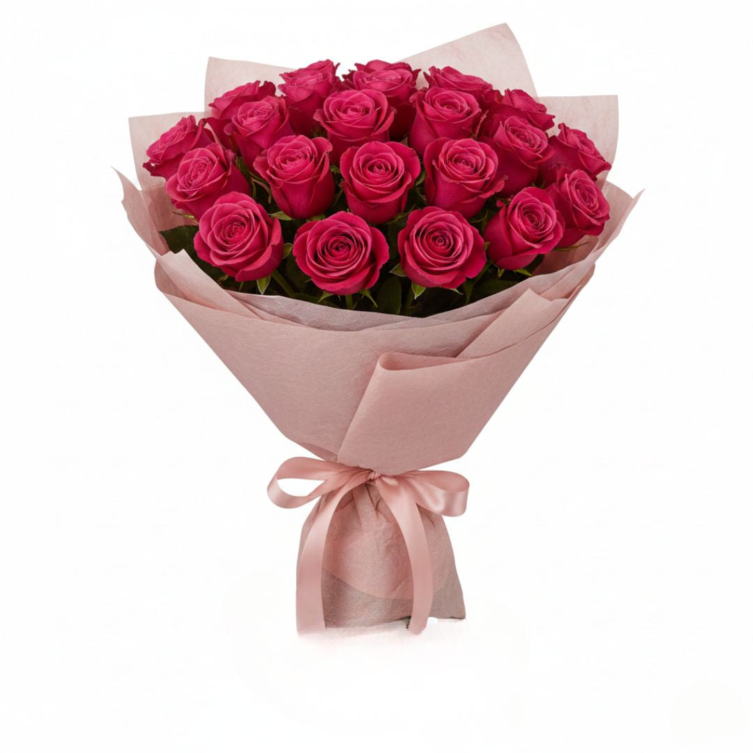 True Friendship Blooms-21 Pink Roses - Black Petals Flowers