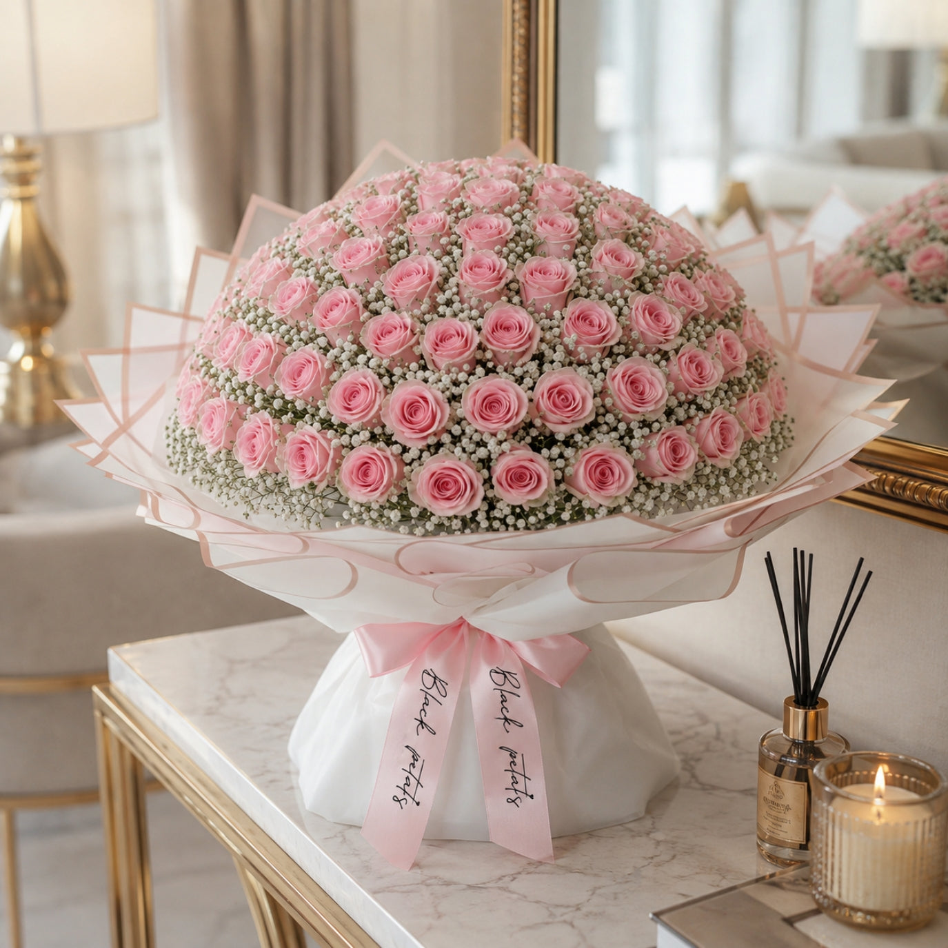 Luxury Blush – 100 Light Pink Roses