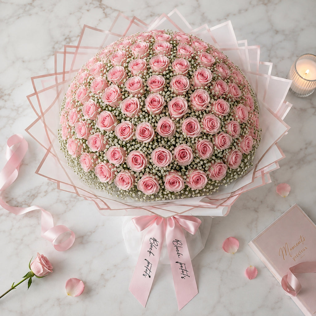 Luxury Blush – 100 Light Pink Roses