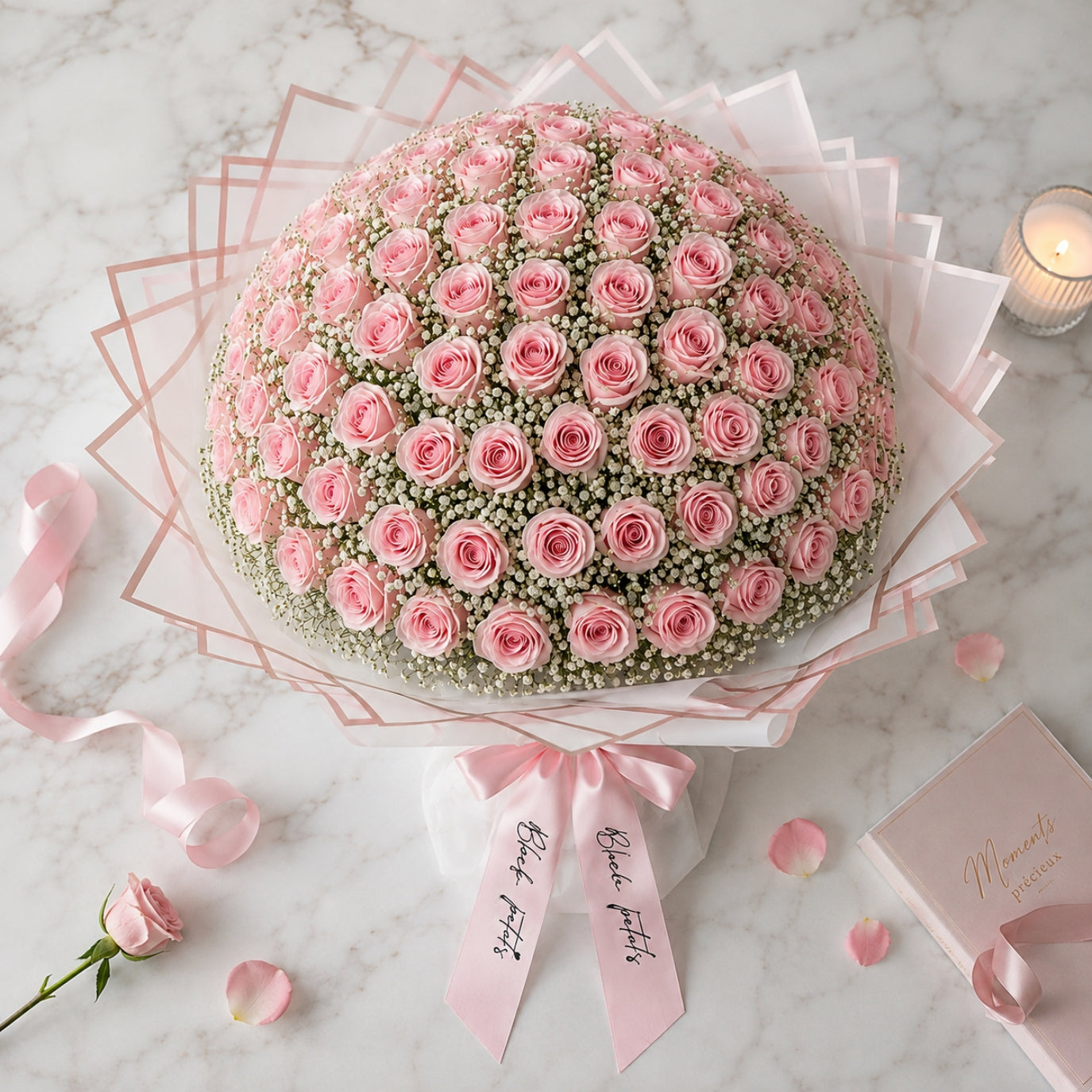 Luxury Blush – 100 Light Pink Roses