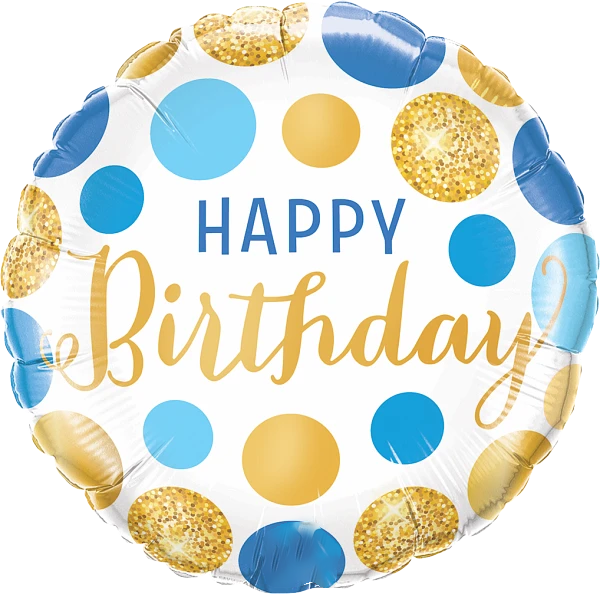 Birthday Blue & Gold Dots