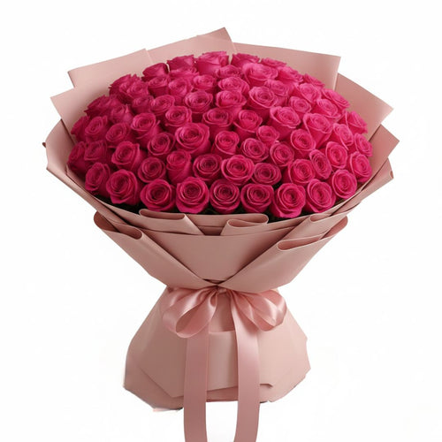 Birthday Blush of 151 Pink Roses by Black Petals Flowers