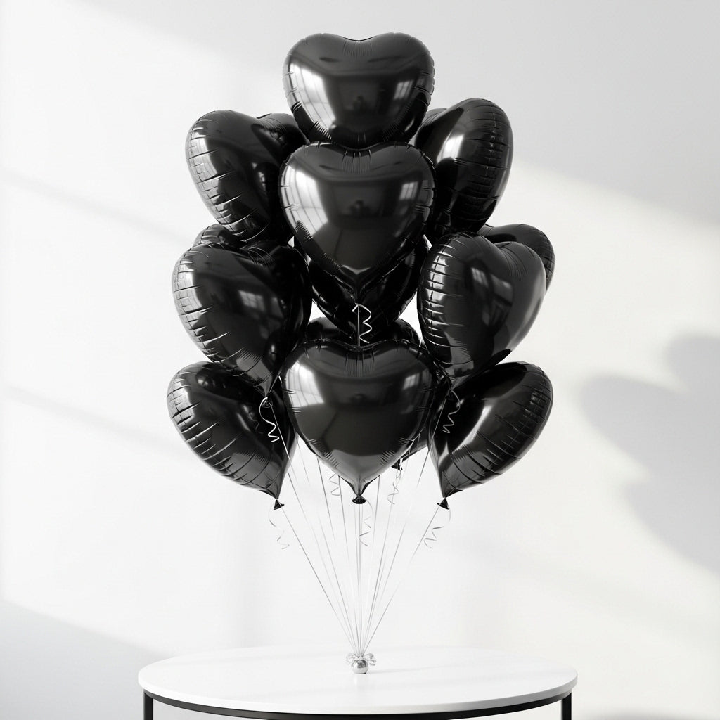 Black Luxe Heart Balloons