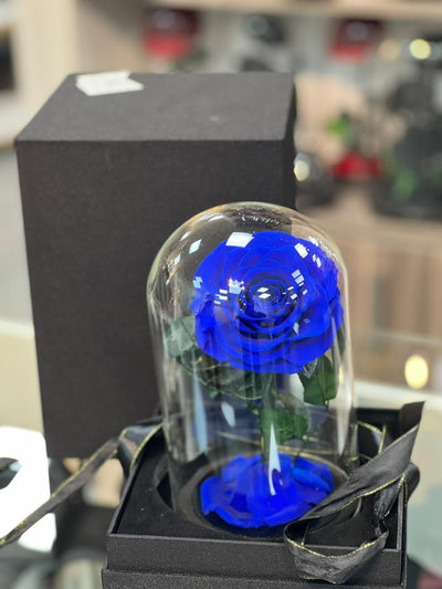 Sapphire Charm – Blue Preserved Rose