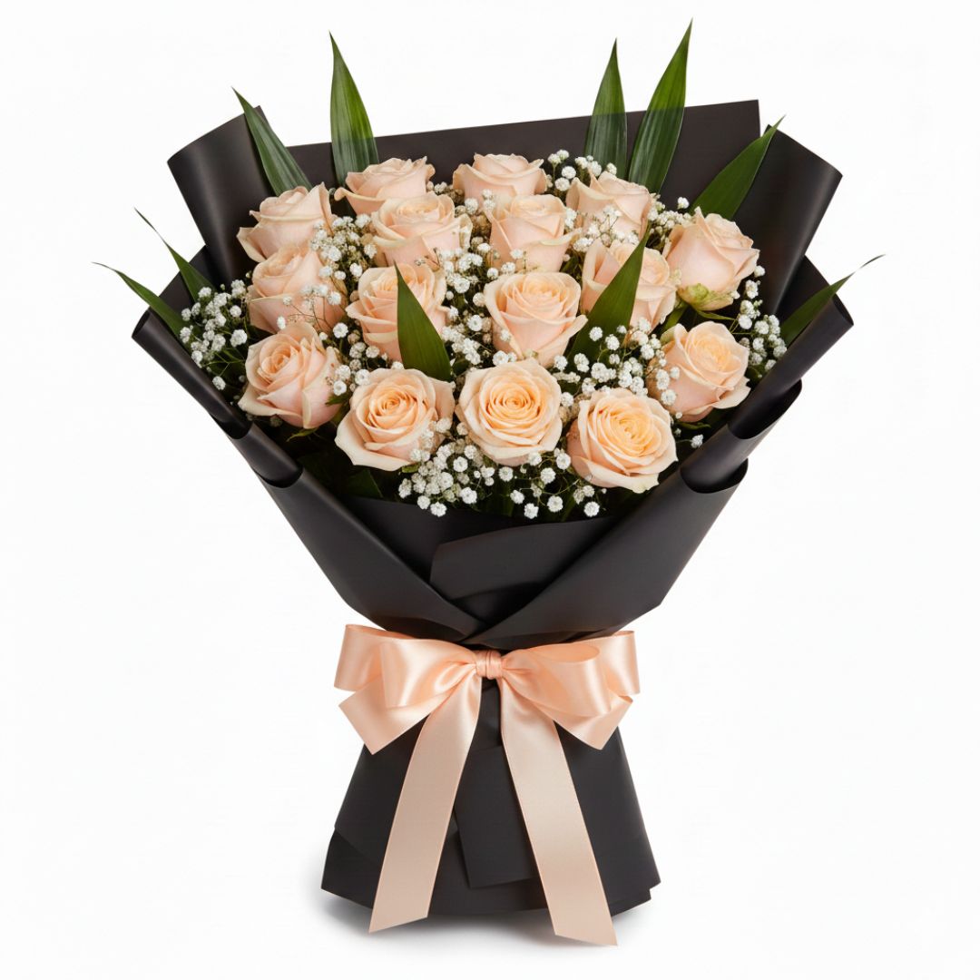 Blush Allure - Valentine's Special Bouquet by Black Petals Flowers