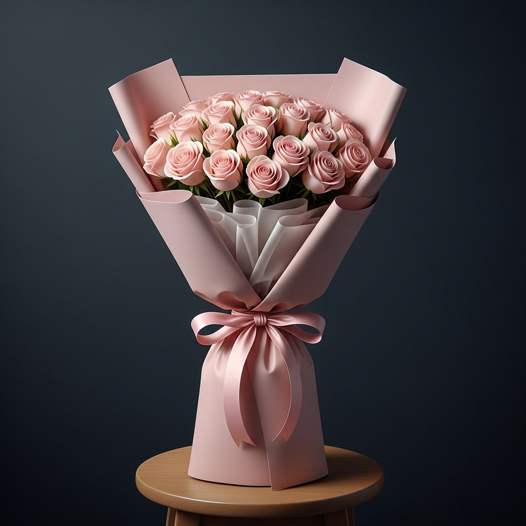 Blushing Love-21 Light Pink Roses