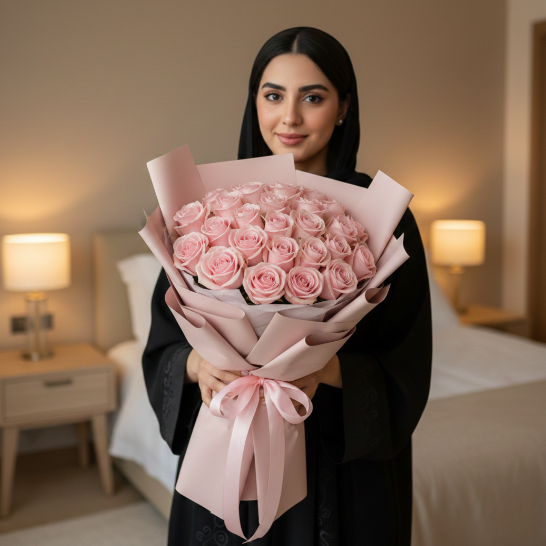 Blushing Love-21 Light Pink Roses