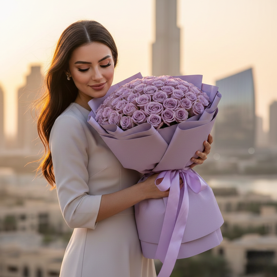 Bridal Twilight-101 Purple Roses