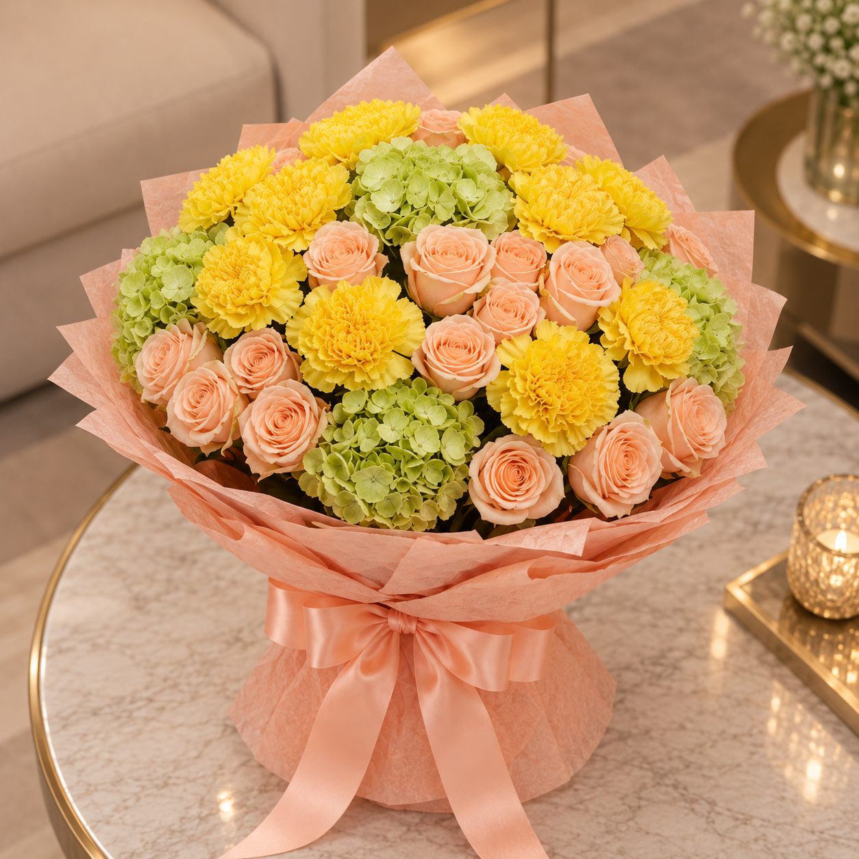 Citrus Kiss – Yellow & Peach Flowers For Her