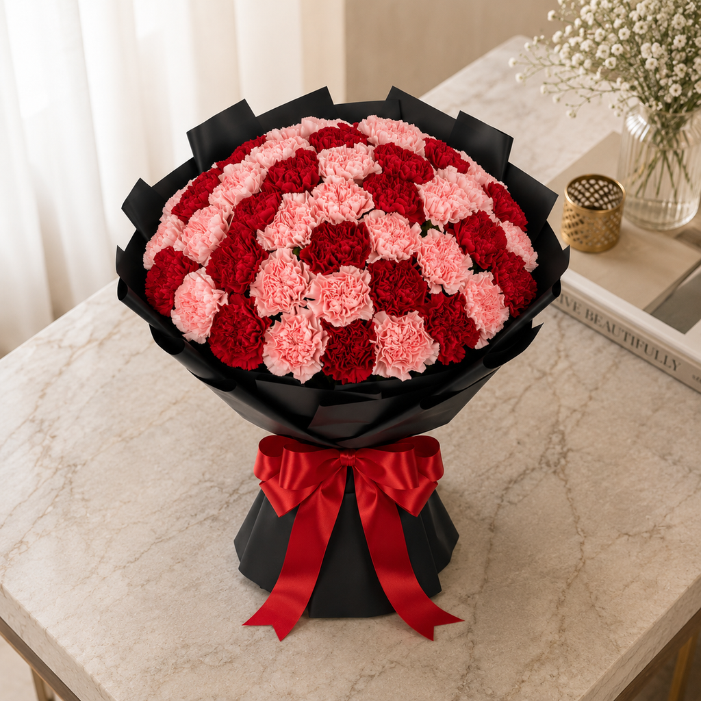 Velvet Kiss – Carnation Bouquet For Her