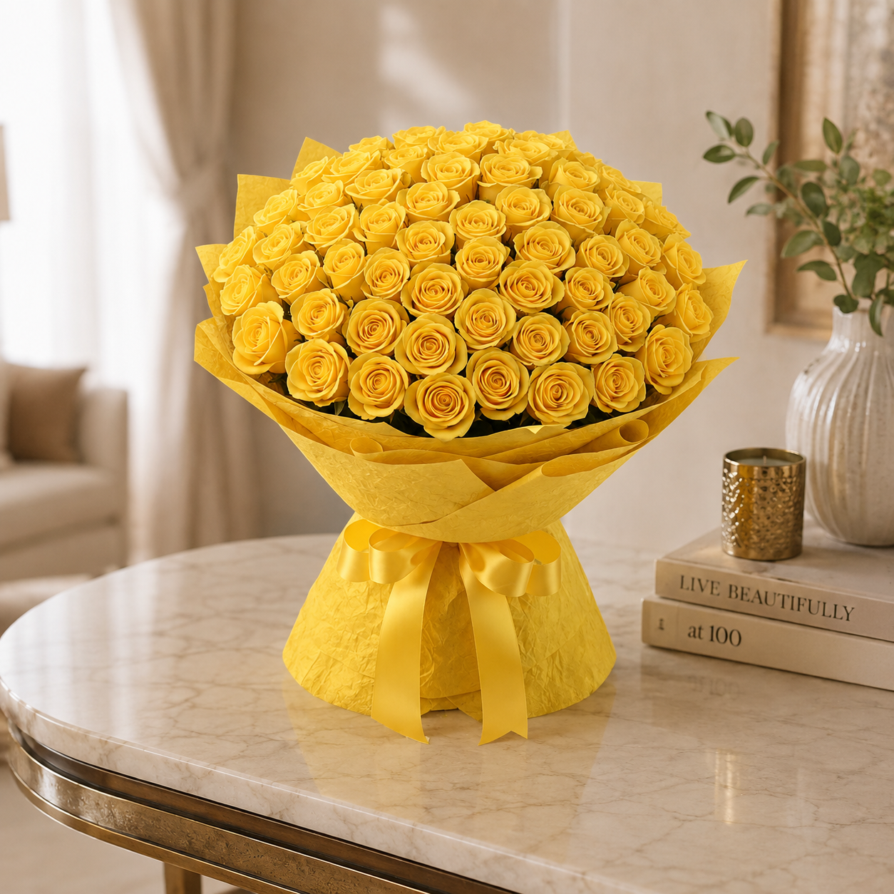 Yellow Affection for Her-151 Yellow Roses