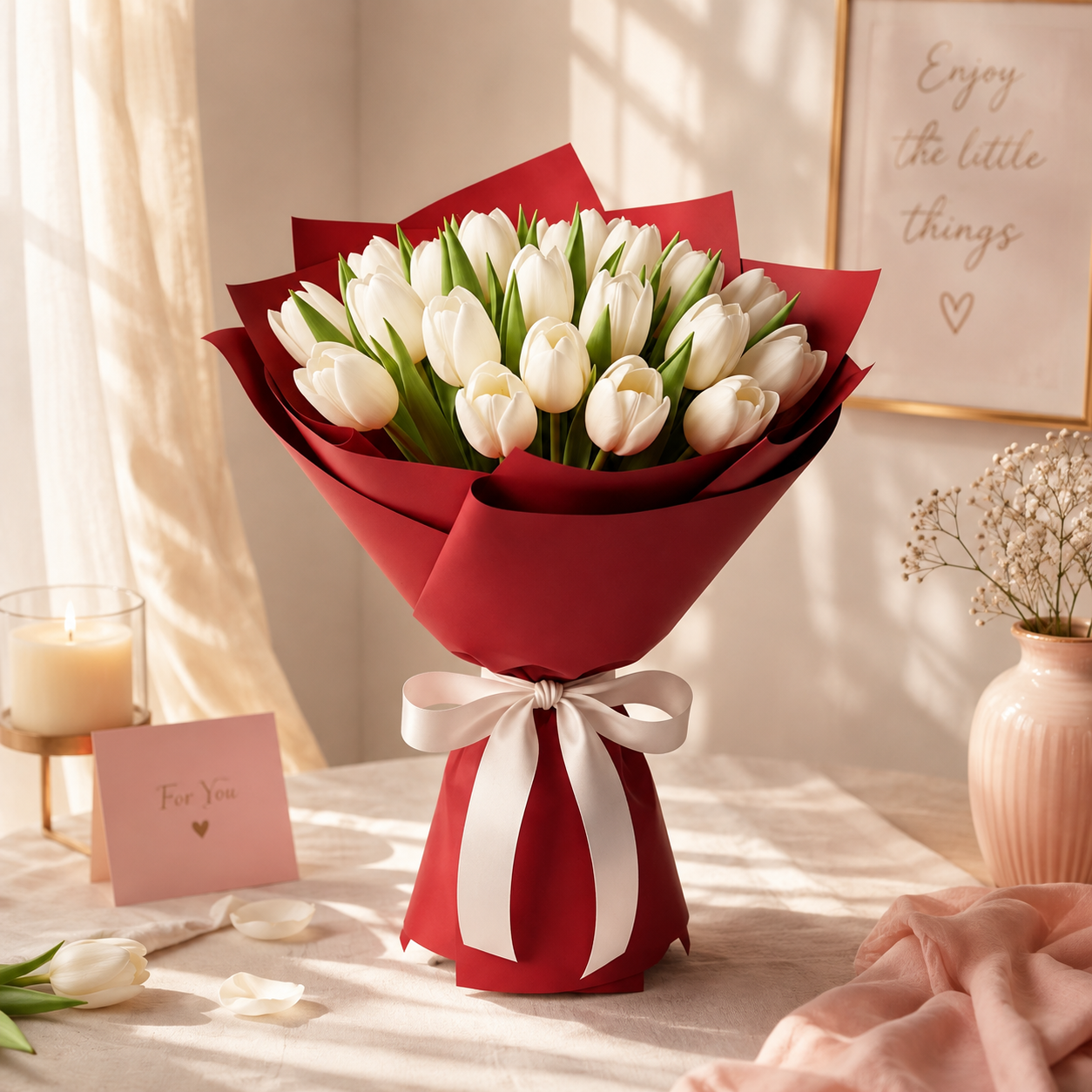 Graceful Love – White Tulips Anniversary Flowers
