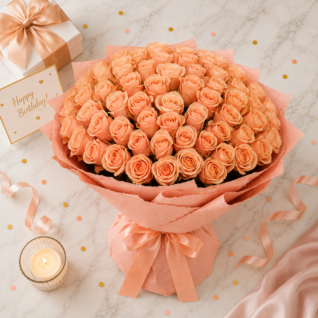 Joyful Blooms-200 Peach Roses