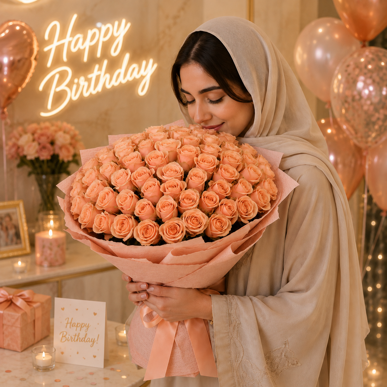 Joyful Blooms-200 Peach Roses
