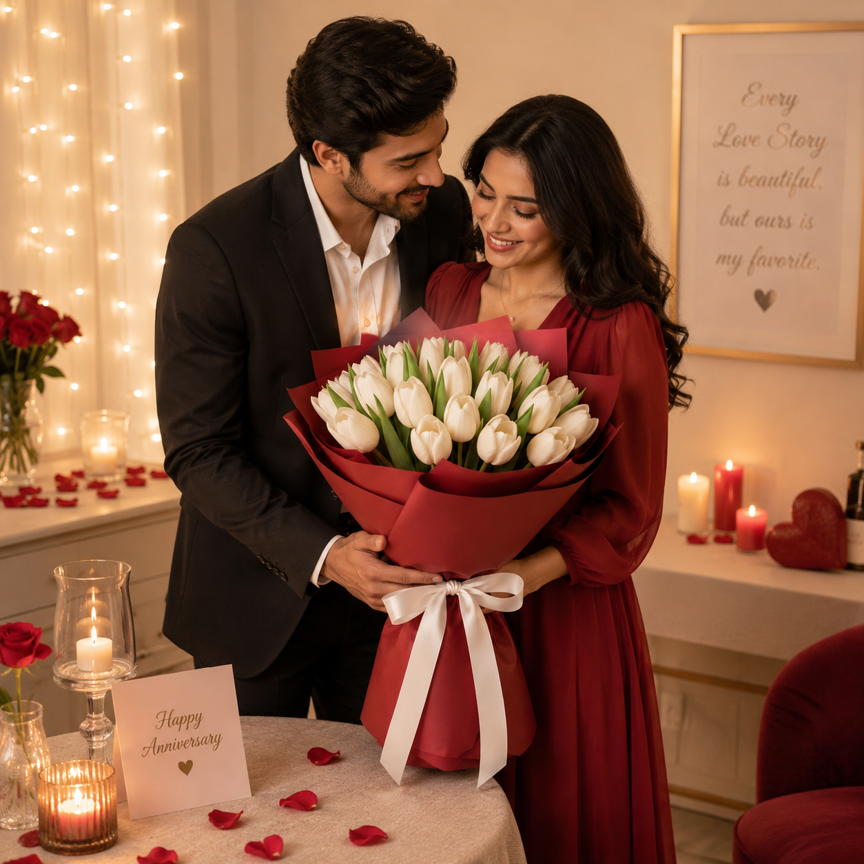 Graceful Love – White Tulips Anniversary Flowers