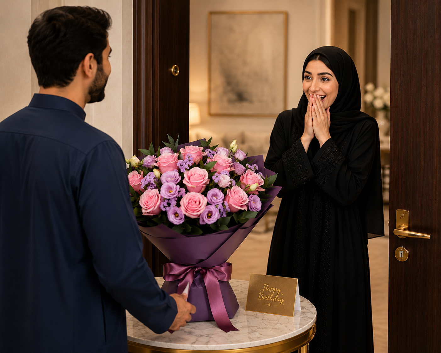 Blush & Bloom – Pink Roses and Eustomas Birthday Flowers