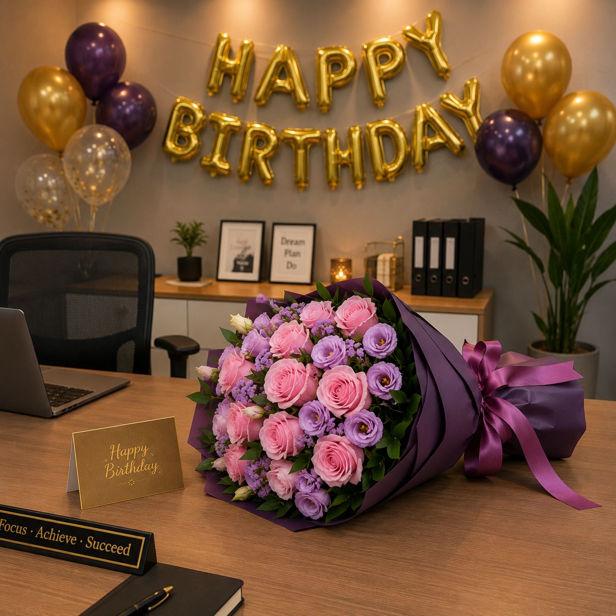 Blush & Bloom – Pink Roses and Eustomas Birthday Flowers