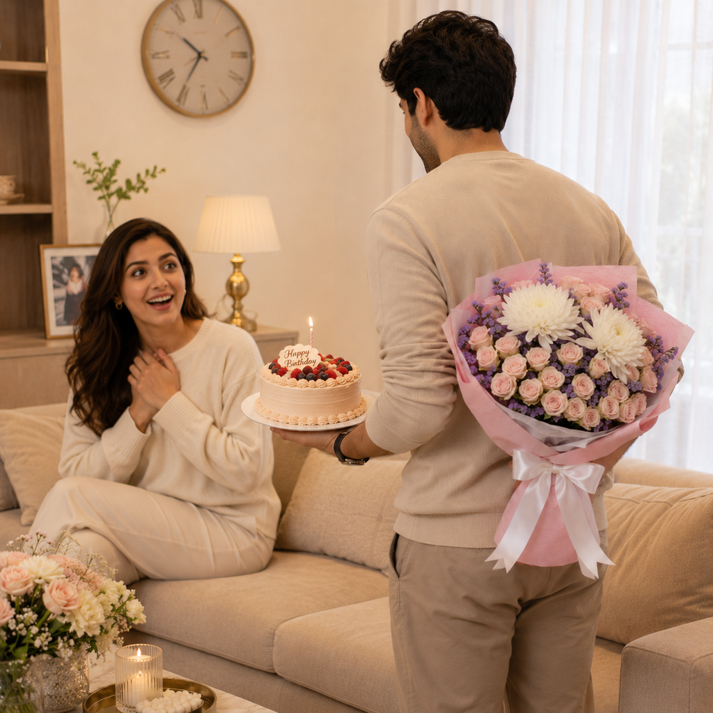 Petals of Joy – Mixed Roses & Chrysanthemums Birthday Arrangement