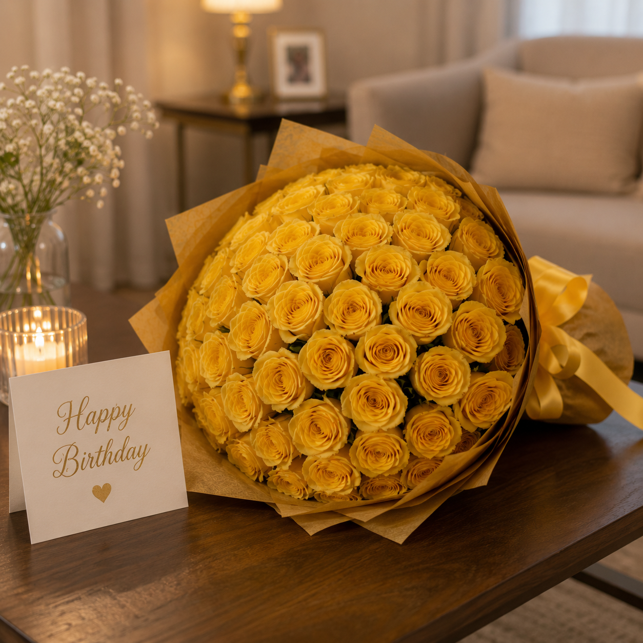 Sunshine Surprise of 51 Yellow Roses