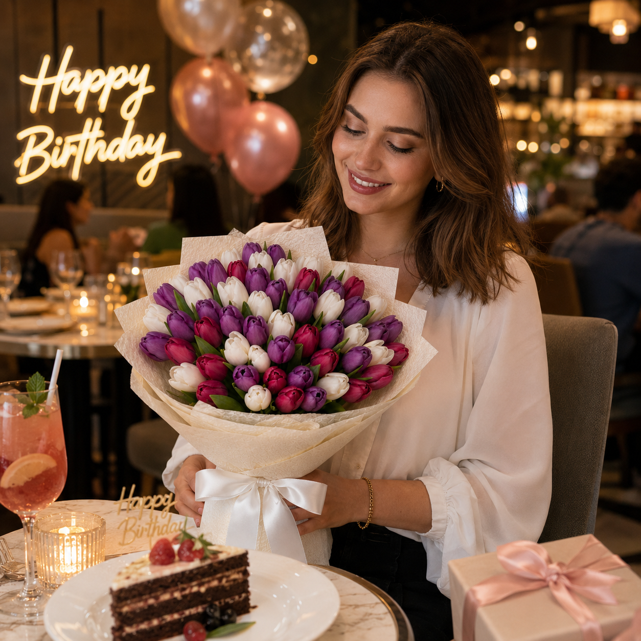 Tulip Harmony – Mixed Color Tulips Bouquet for Birthday