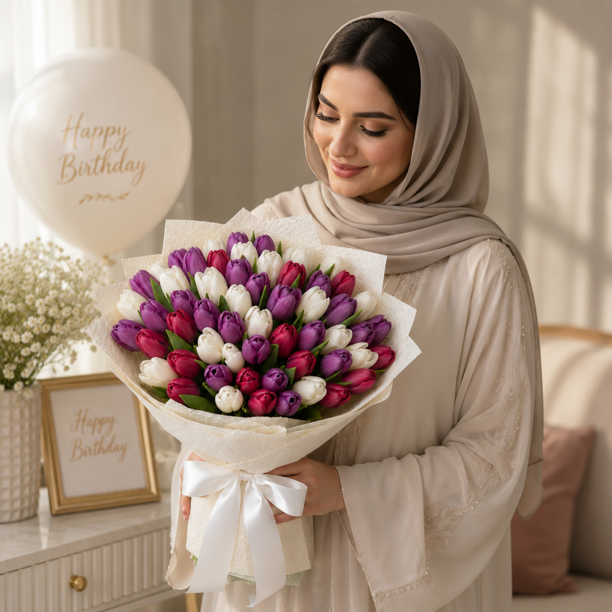 Tulip Harmony – Mixed Color Tulips Bouquet for Birthday
