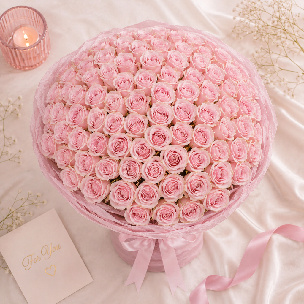 Rosy Wishes-101 Light Pink Roses