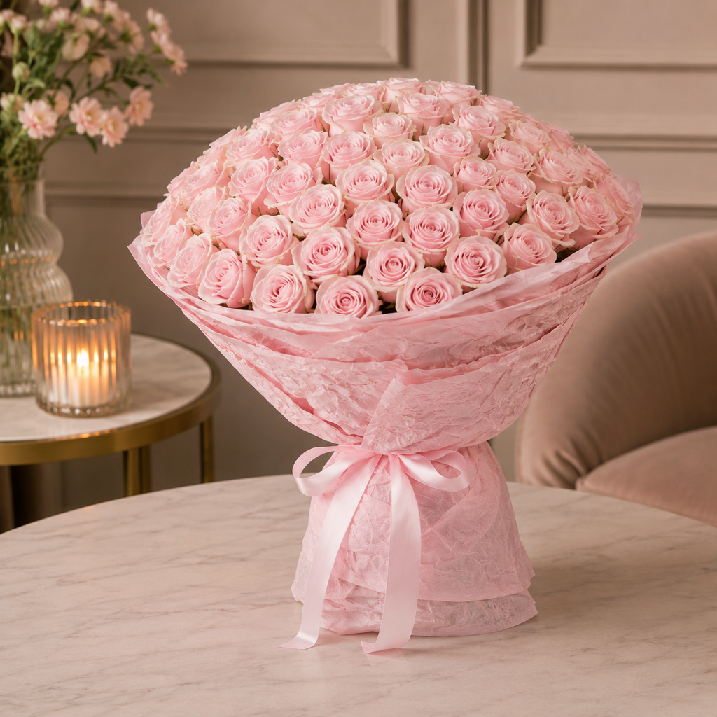 Rosy Wishes-101 Light Pink Roses