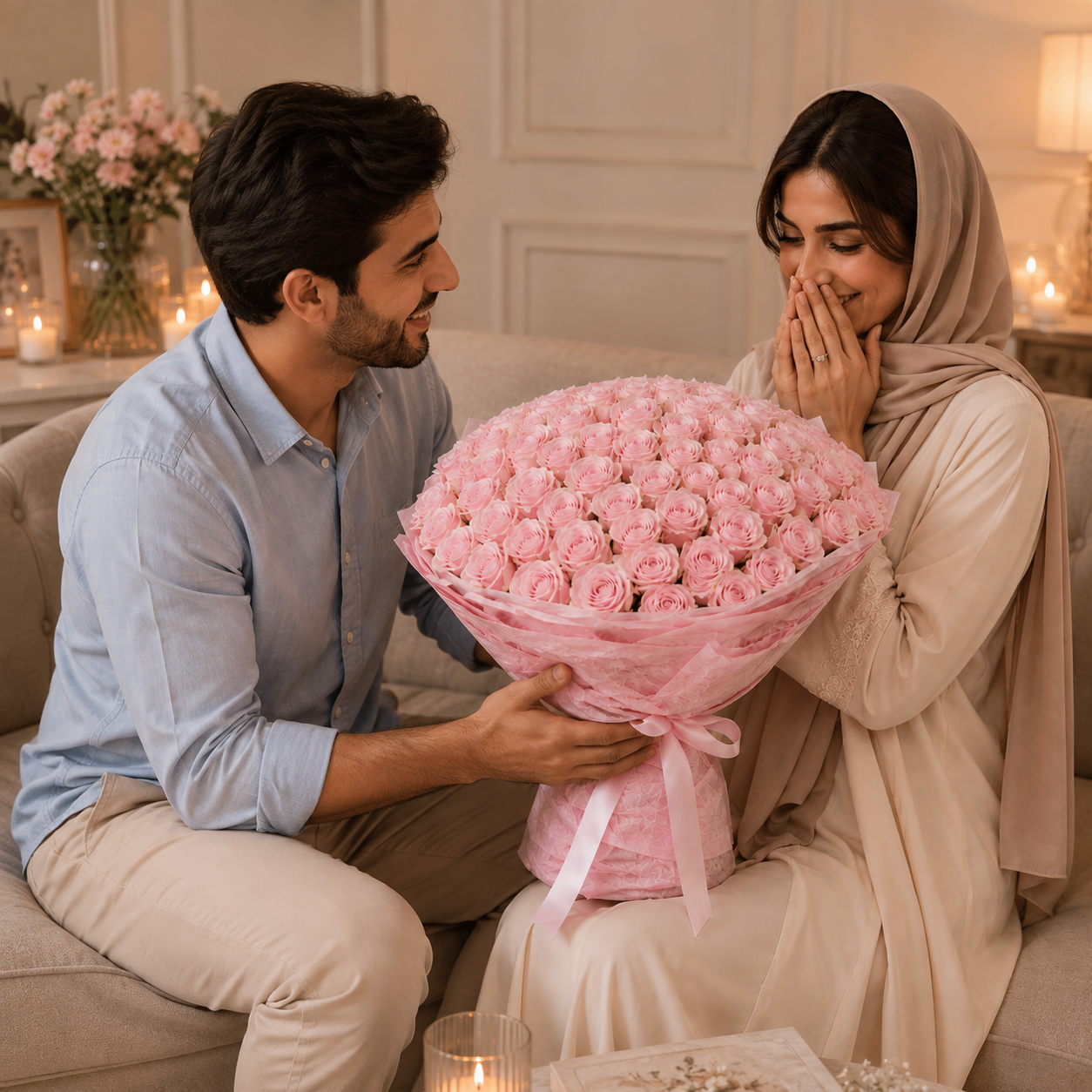 Rosy Wishes-101 Light Pink Roses