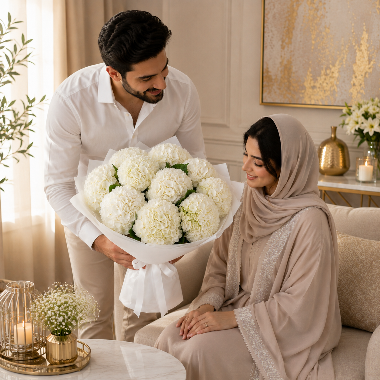 Serene Grace – White Hydrangea Bouquet