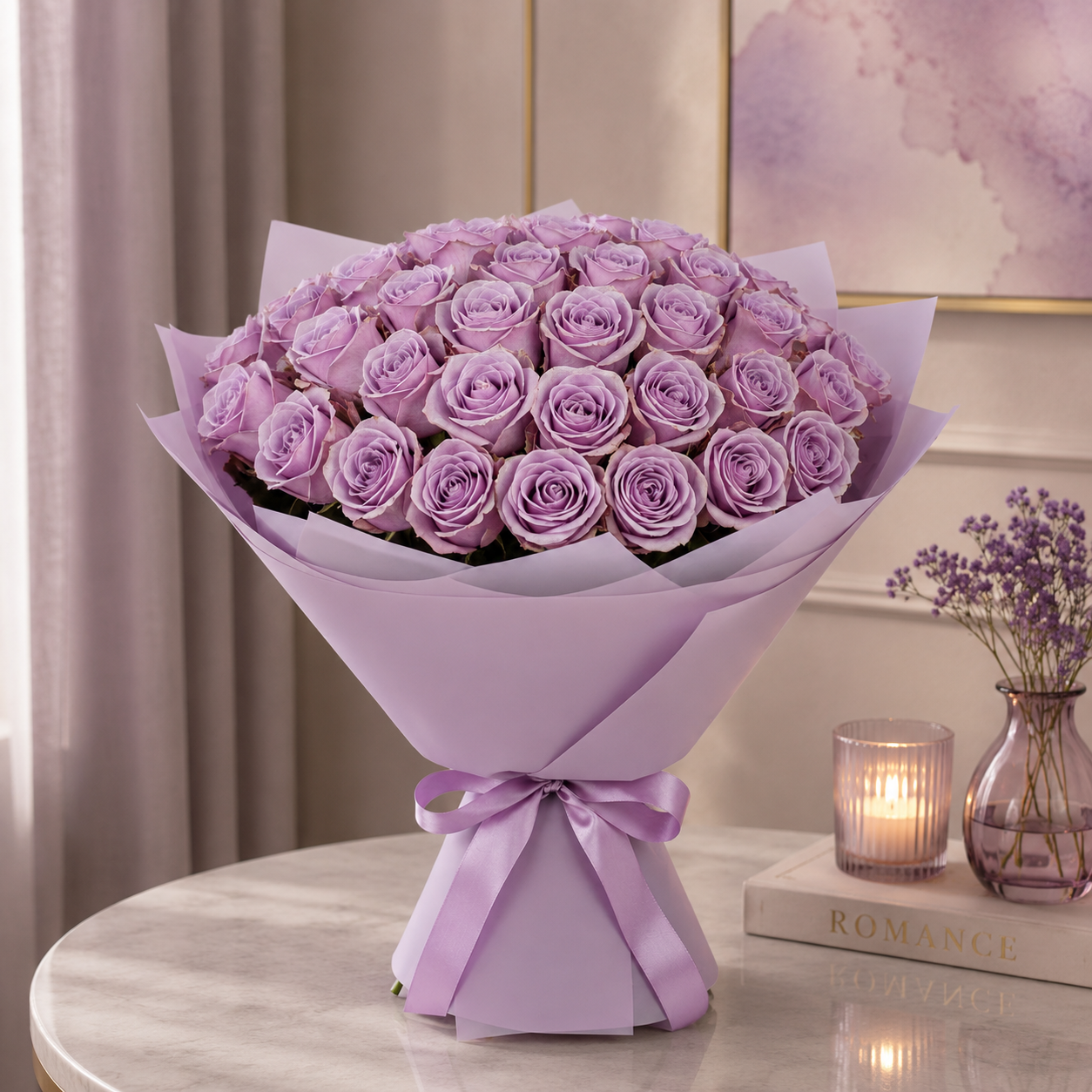 Violet Anniversary-71 Purple Roses