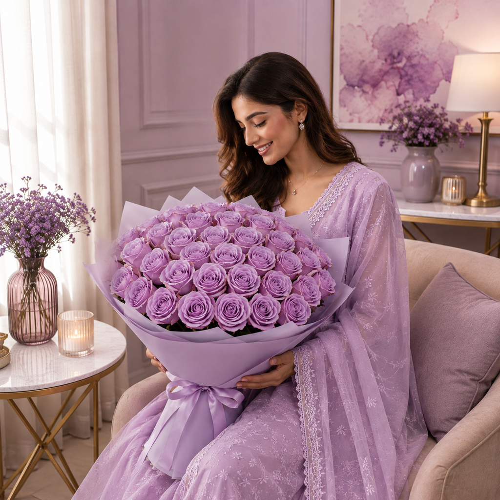 Violet Anniversary-71 Purple Roses