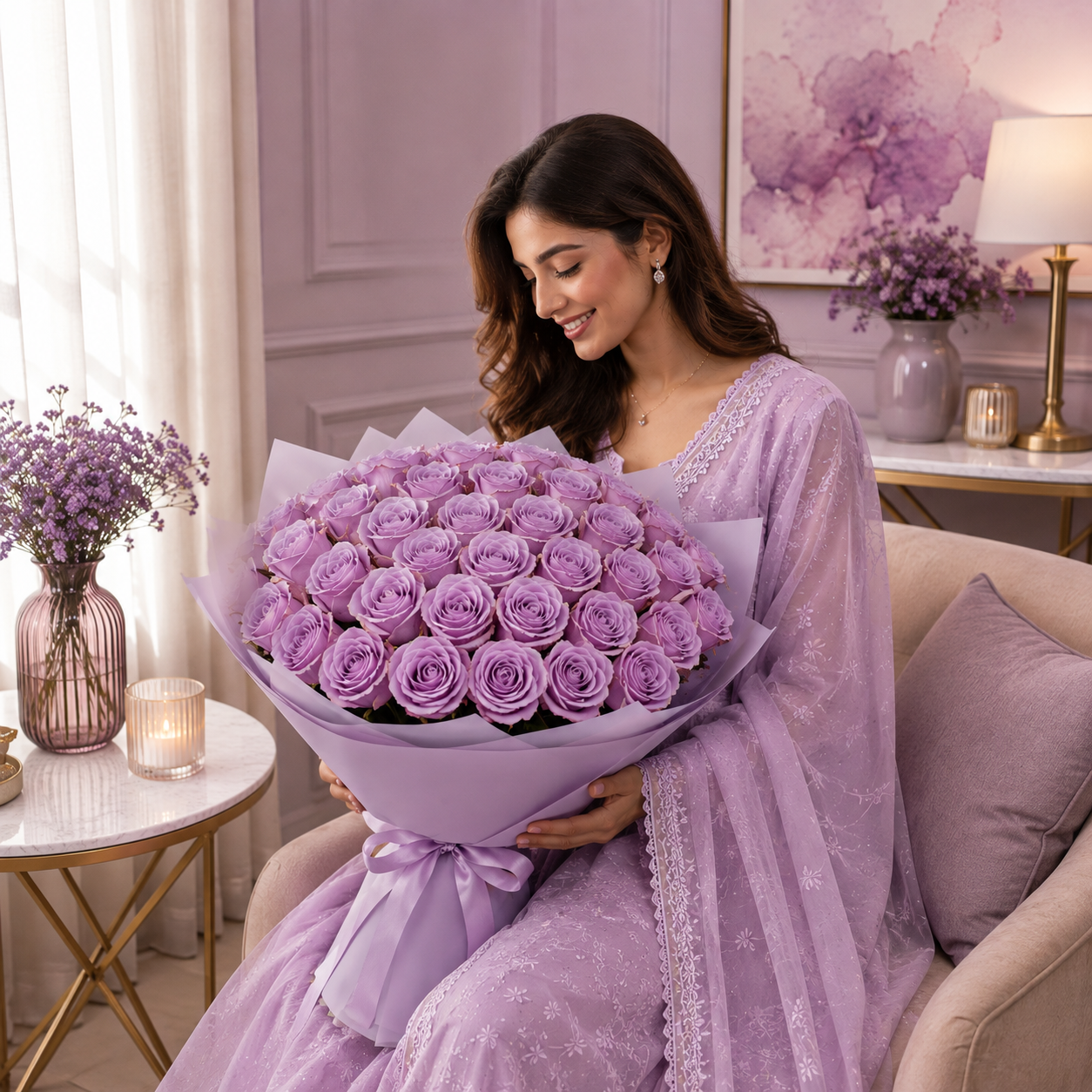 Violet Anniversary-71 Purple Roses