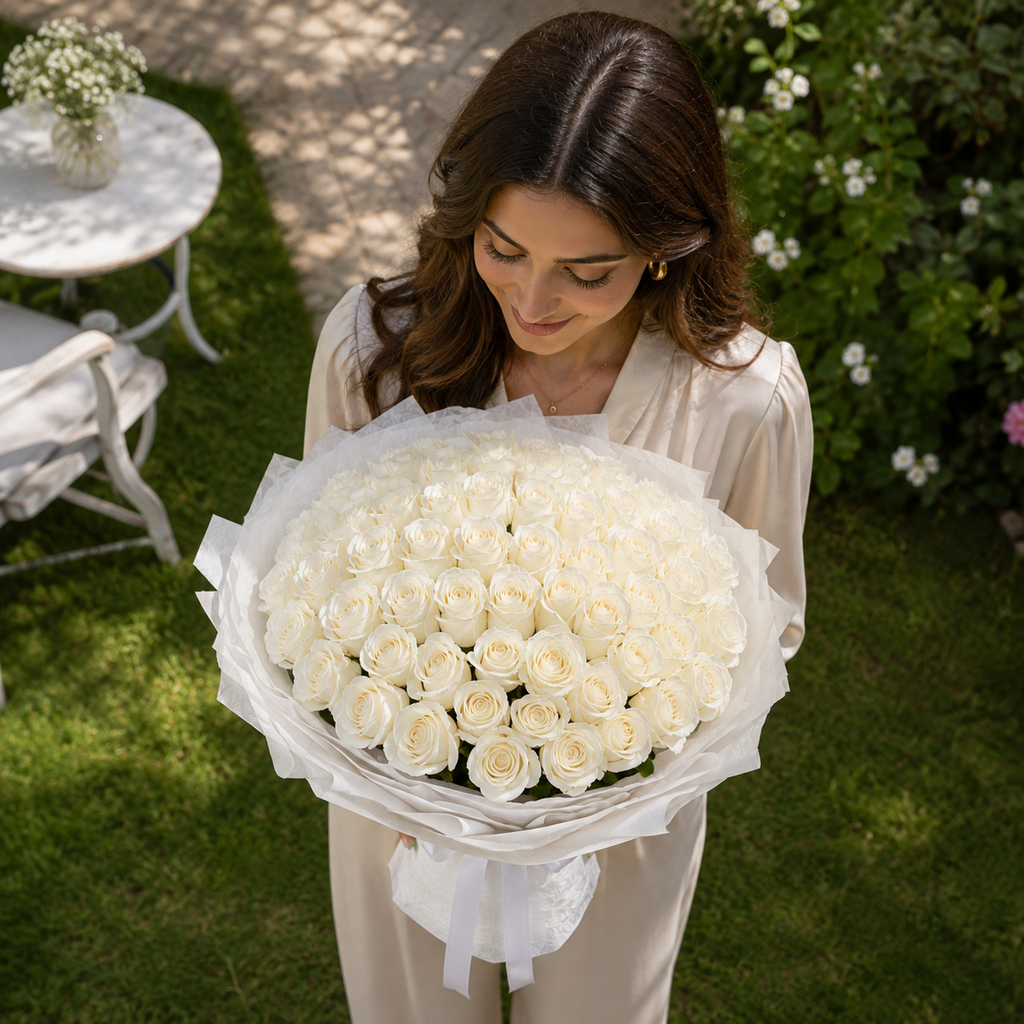 Healing Harmony Bouquet of 71 White Roses