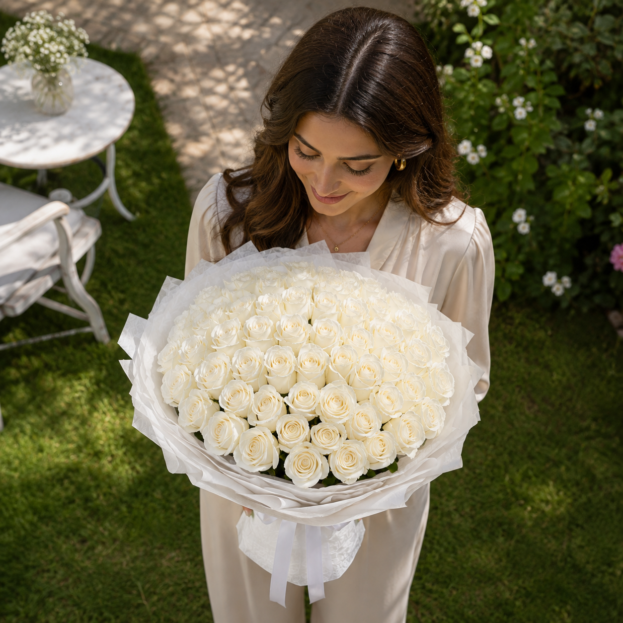 Healing Harmony Bouquet of 71 White Roses