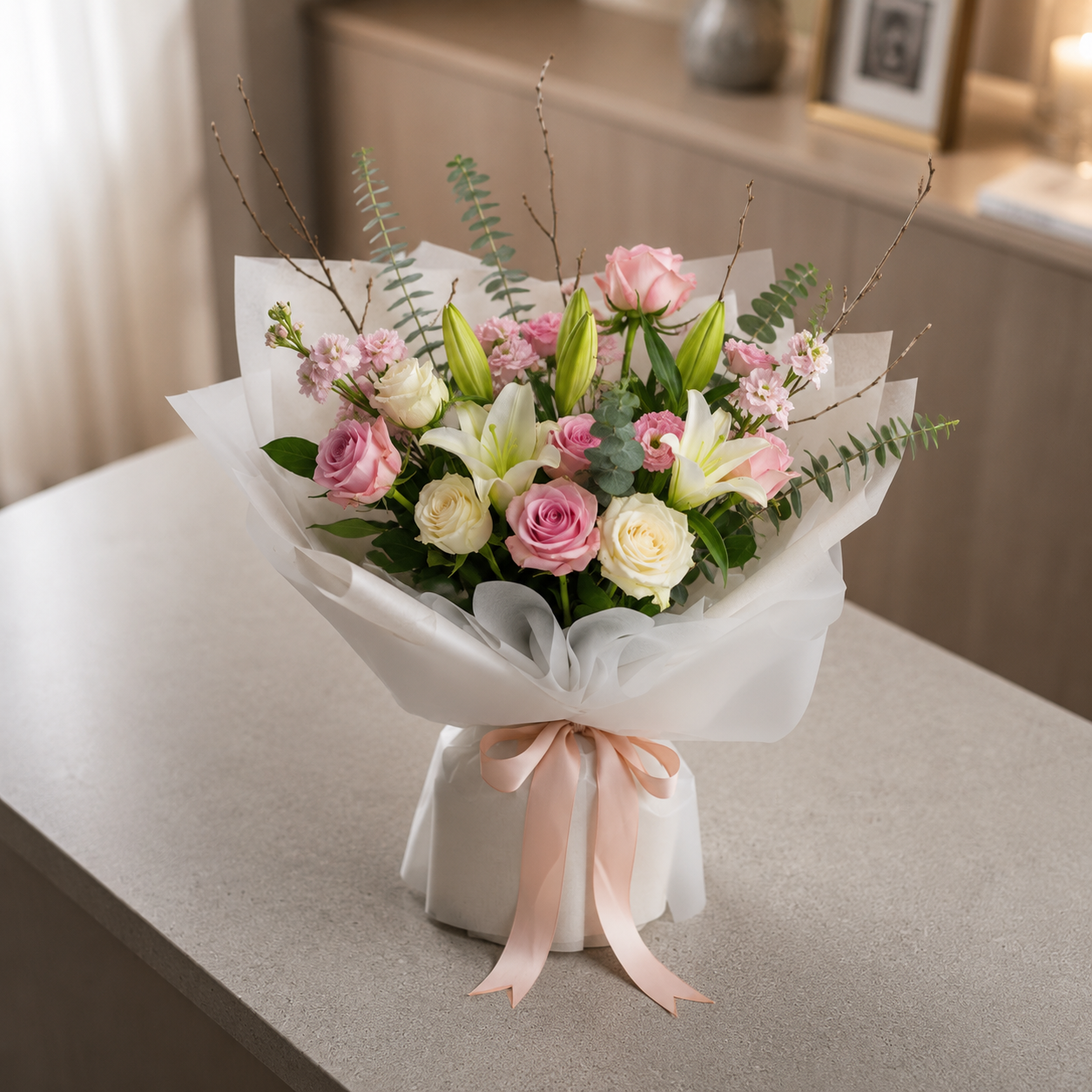 Rosé Luminaire Bouquet