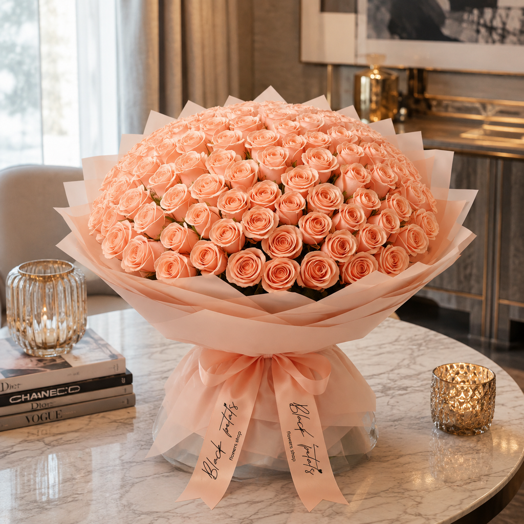 Peachy Romance-300 Peach Roses