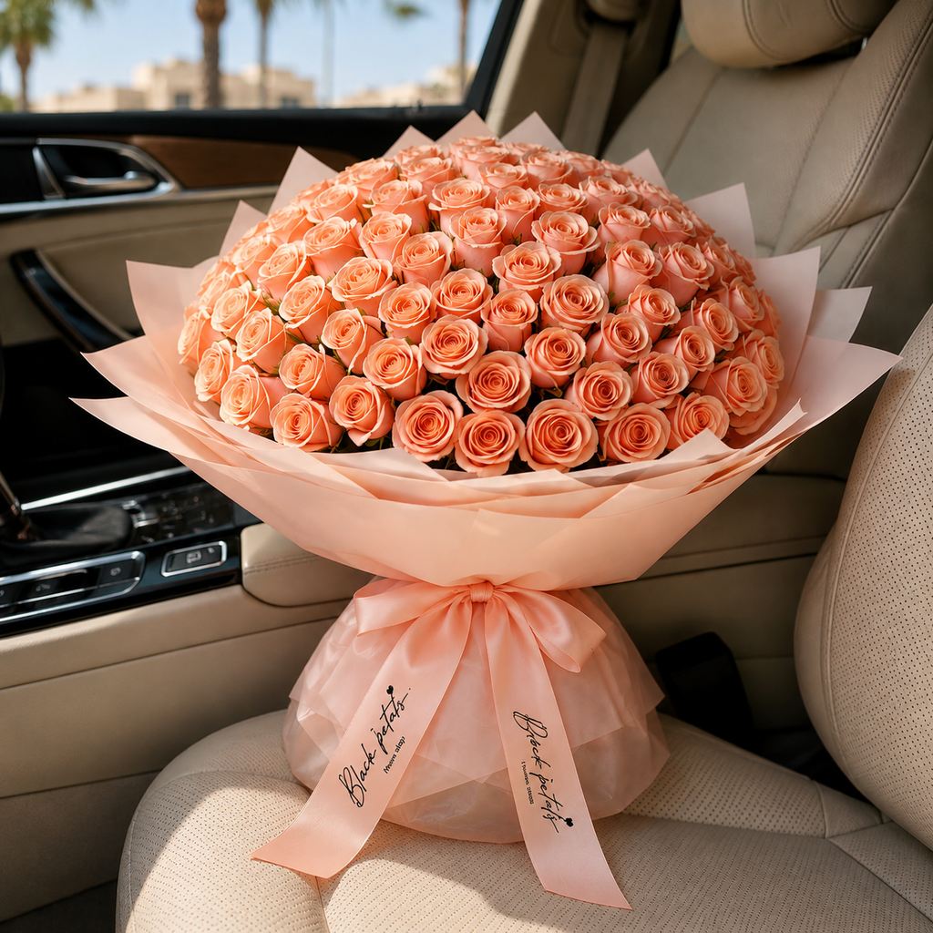 Peachy Romance-300 Peach Roses