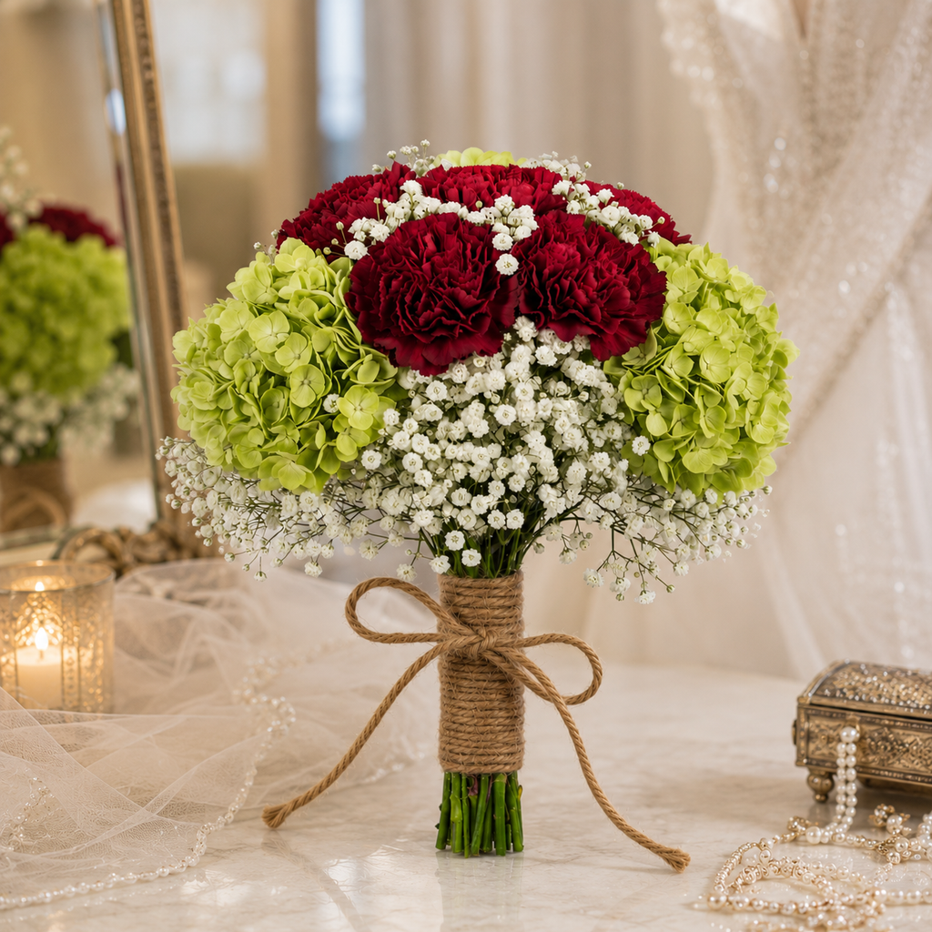 Emerald Maroon Bridal Bouuqet
