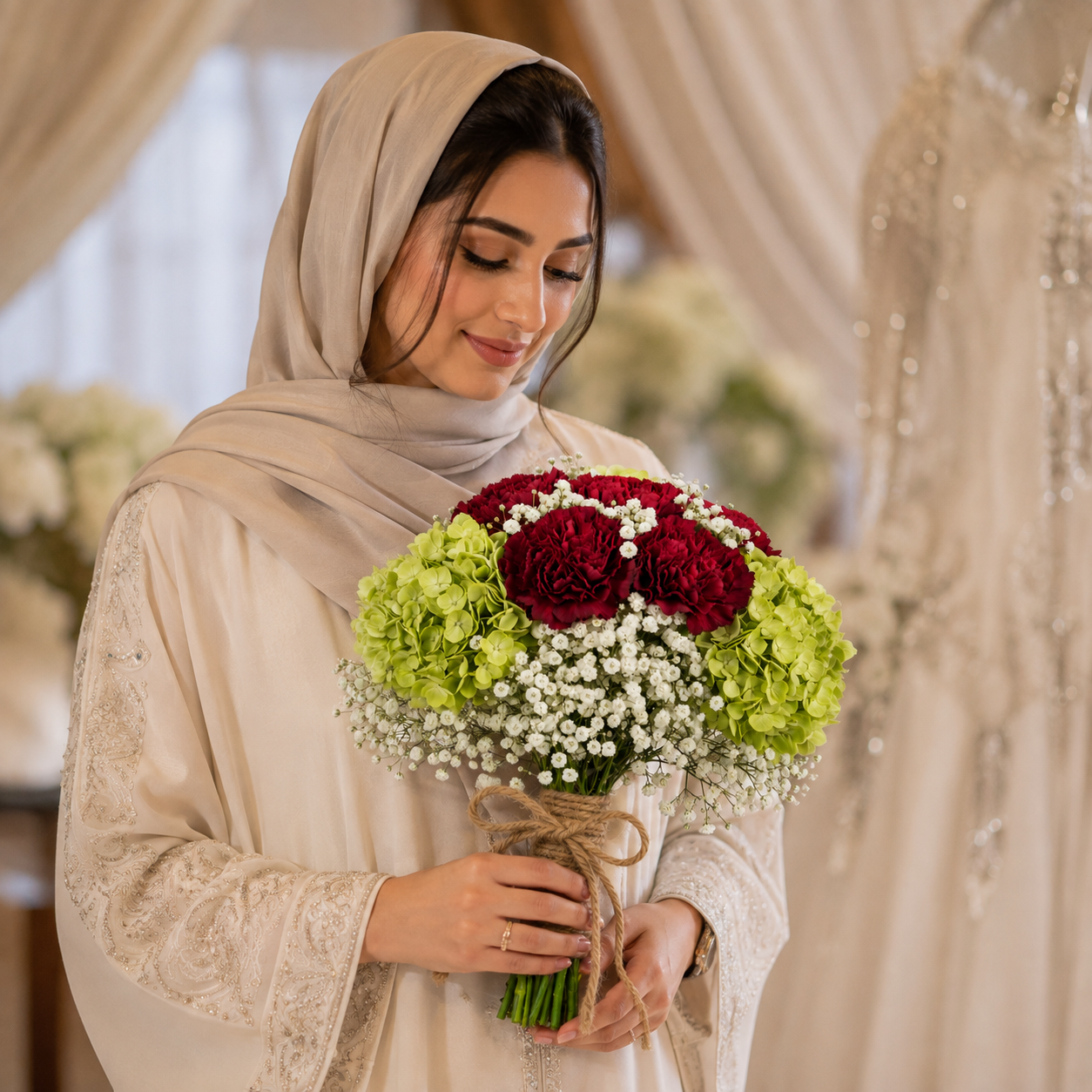 Emerald Maroon Bridal Bouuqet