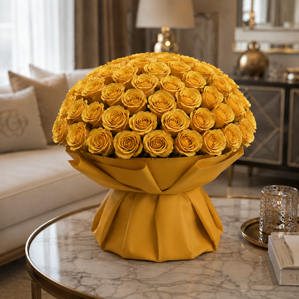 Warm Hug Bouquet of 500 Yellow Roses