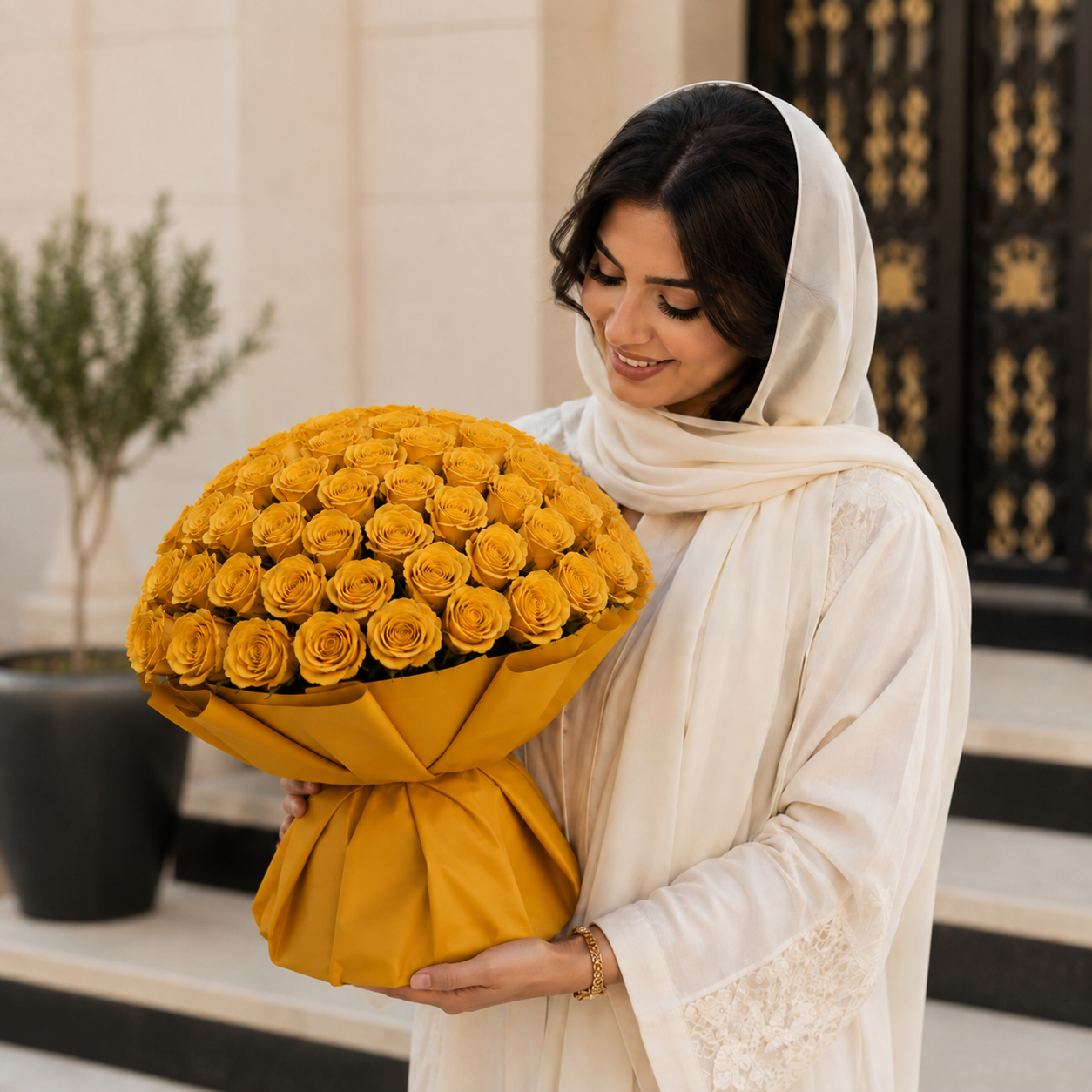 Warm Hug Bouquet of 500 Yellow Roses