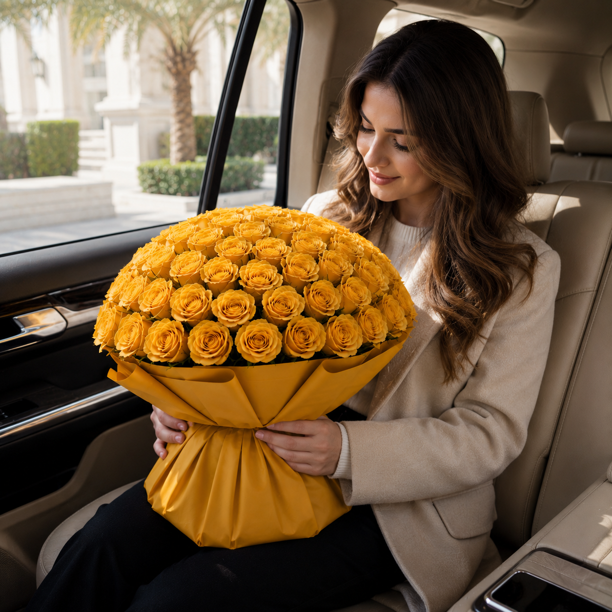 Warm Hug Bouquet of 500 Yellow Roses