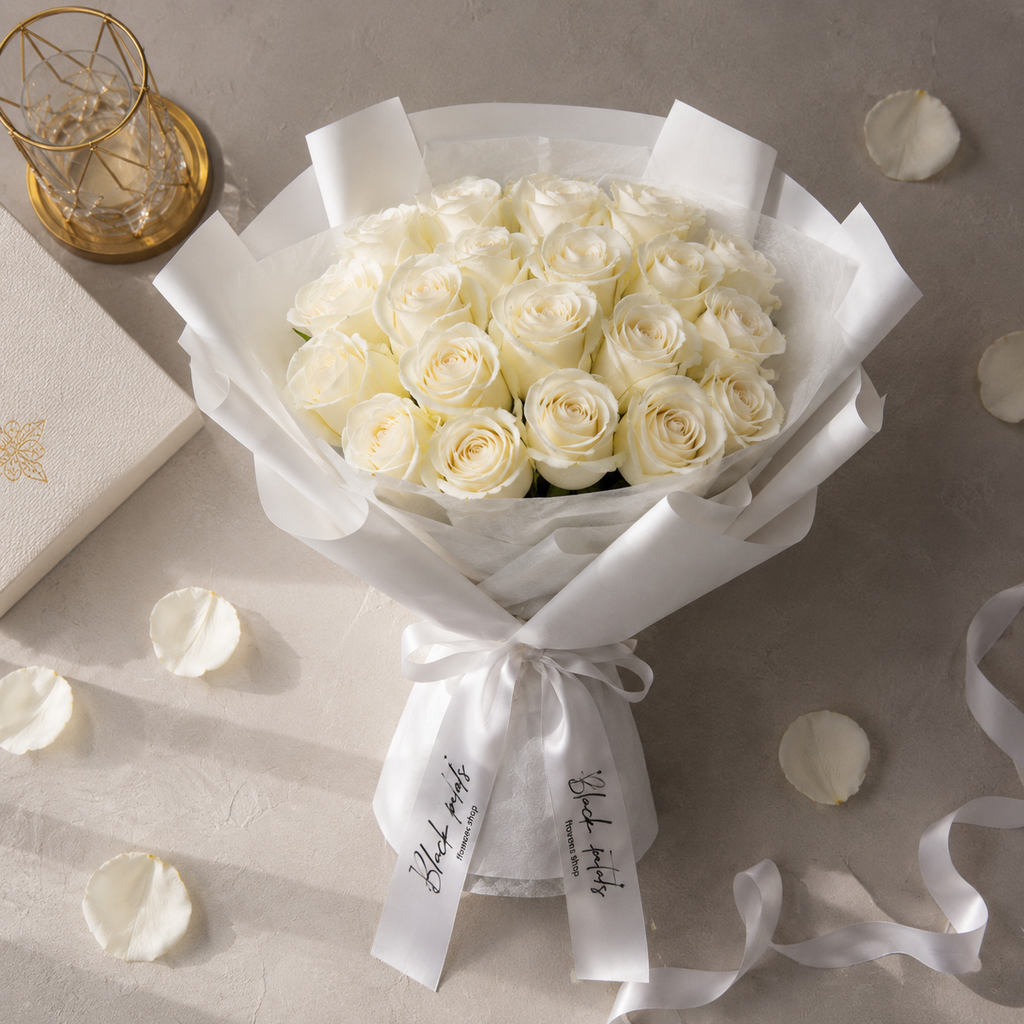 White Romance - 21 White Roses