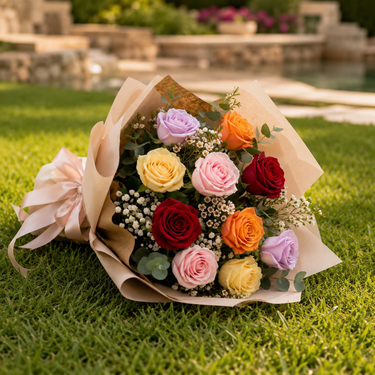 Colorful Mixed Rose Bouquet to Brighten Their Day