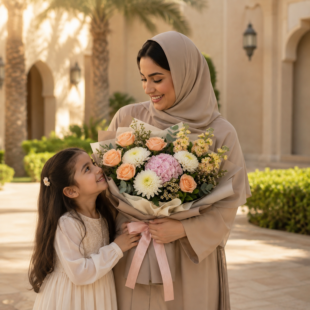 Corporate Peach Roses, Chrysanthemum & Matthiola Bouquet