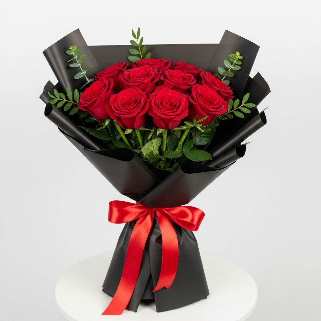 Crimson Grace – 10 Red Roses Bouquet