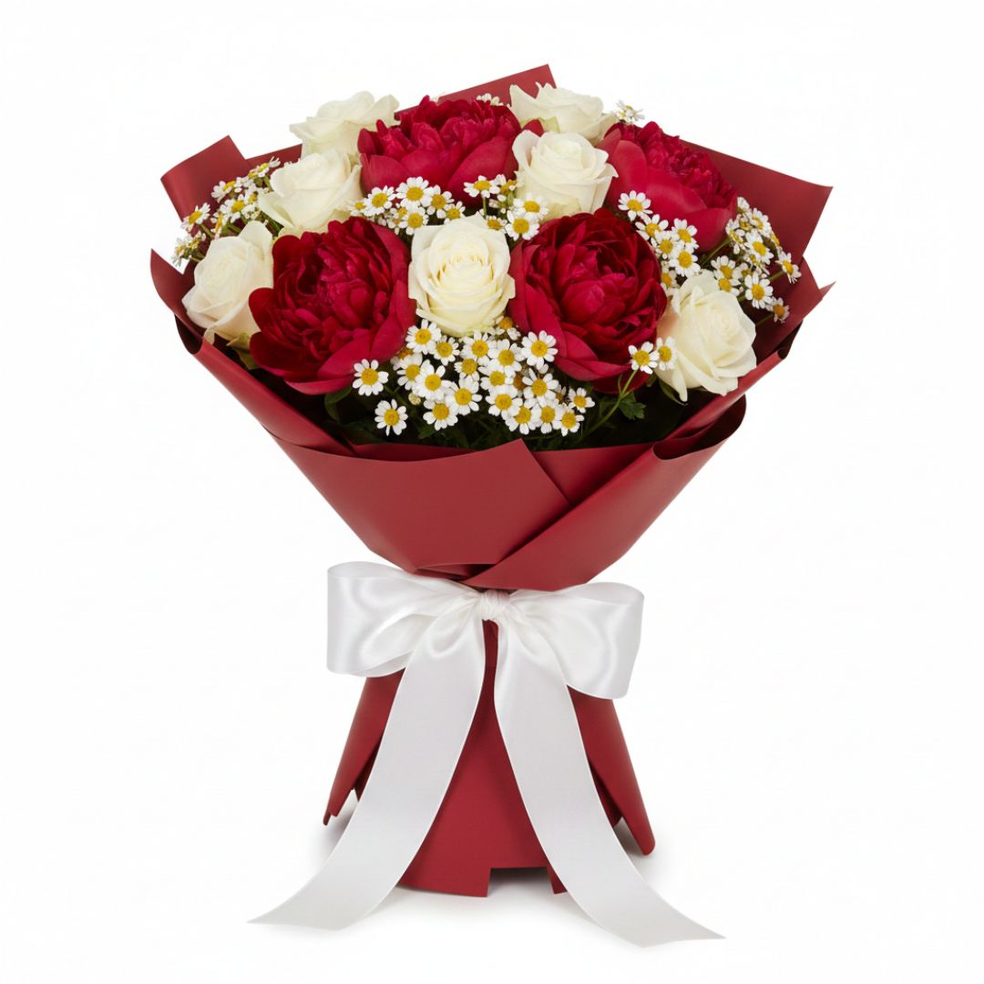 Crimson Snowfall - Valentine's Special Bouquet
