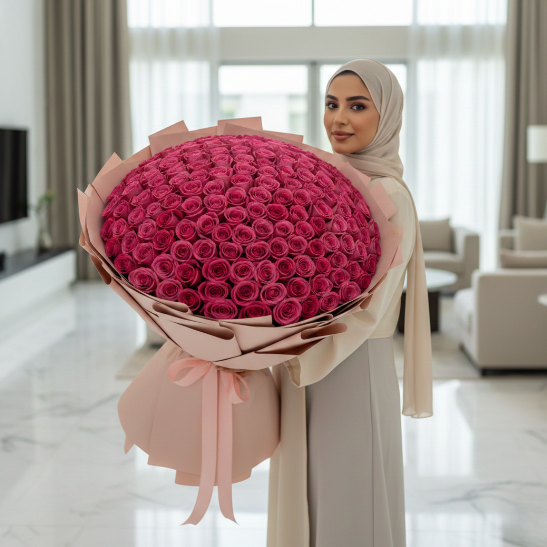 Deep Love Bouquet of 500 Pink Roses